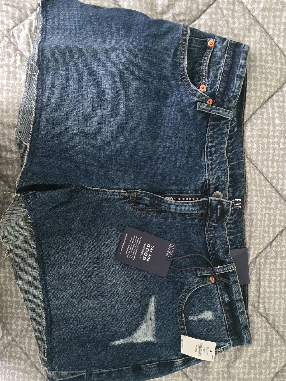 GAP Medium Blue Distressed Denim Cutoff Shorts